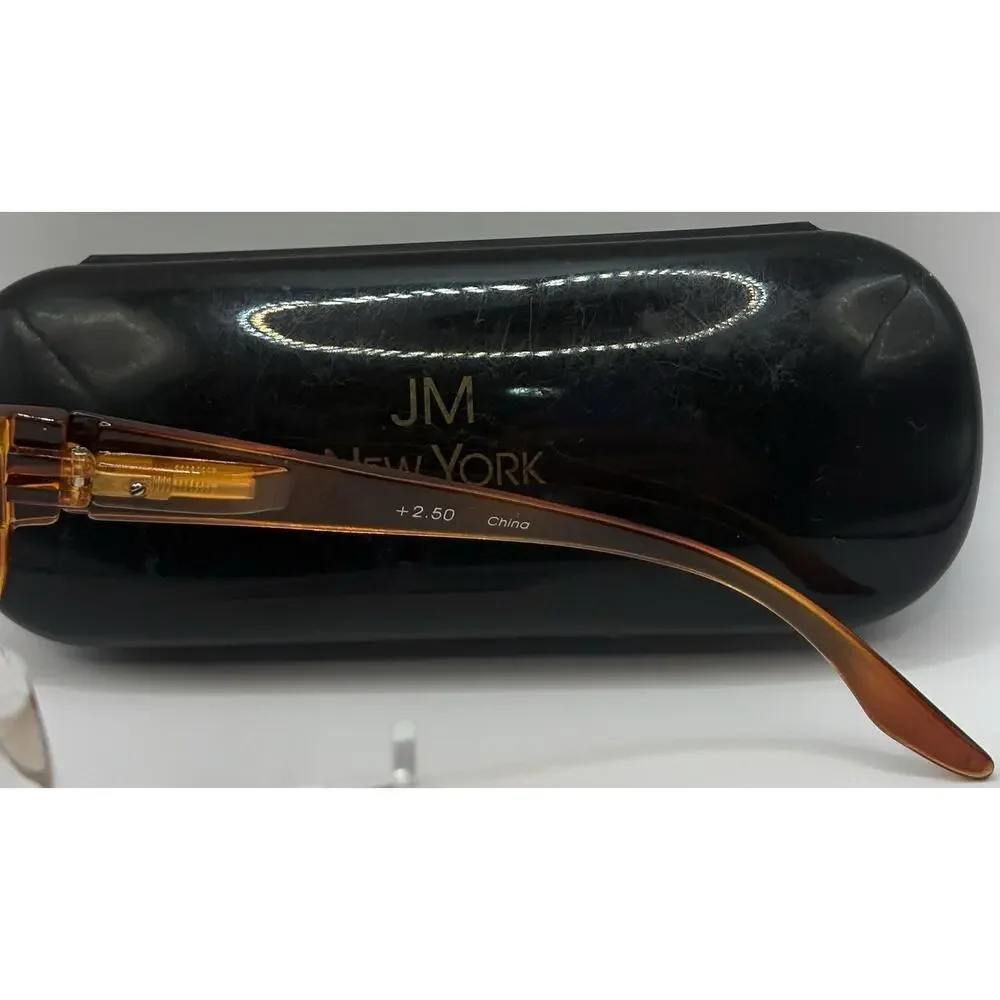 JM New York Sunglasses Brown Rectangular Frame Gradient Lens w/ Case